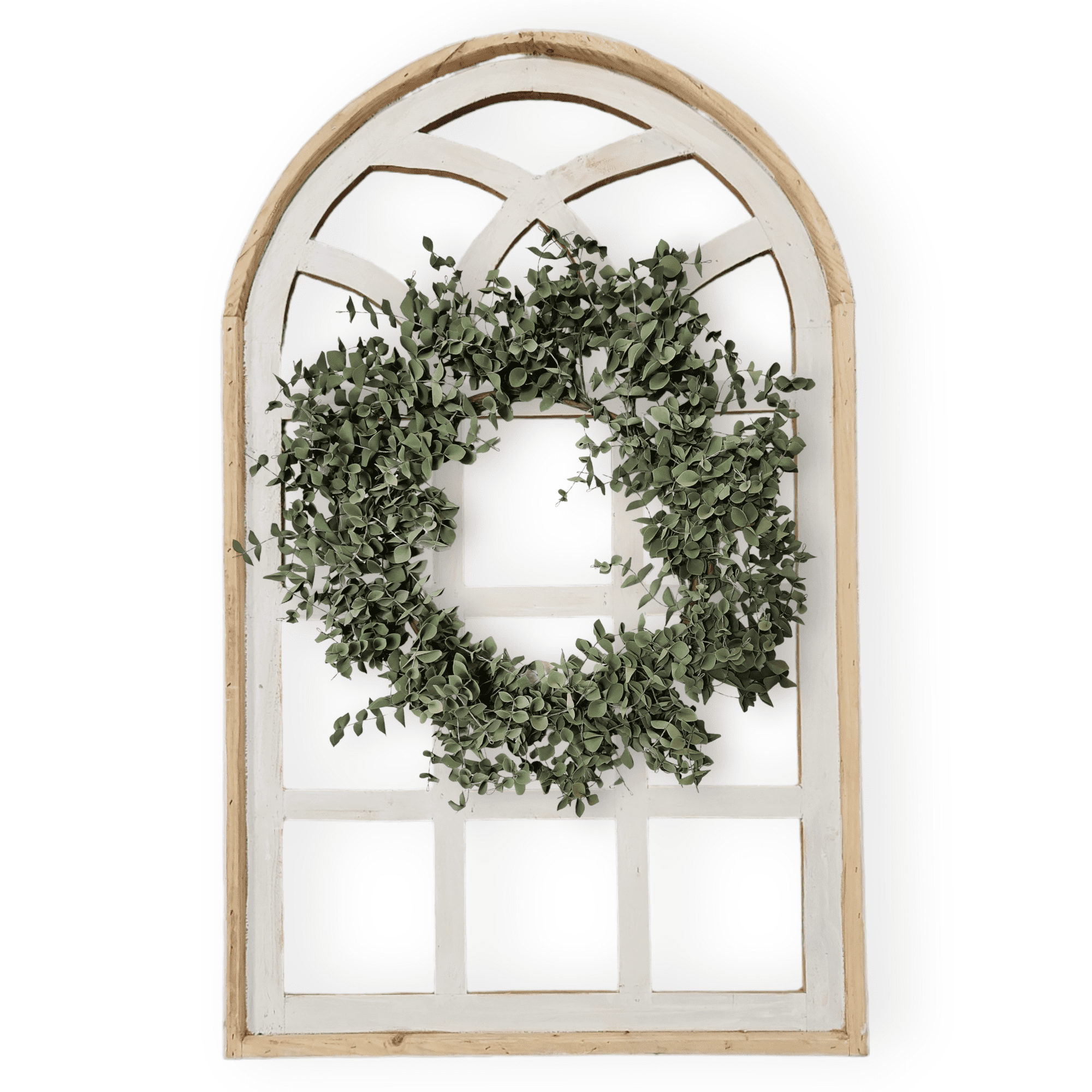 Farmhouse Wooden Wall Window Arch - The Paradise Fields Large Wood Window Frame 2 Sizes 44" and 48" - Paradise Fields + Wreaths wall windowsRanch Junkie
